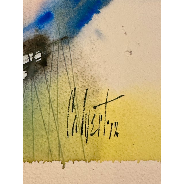 Abstract Massive 24x36 Original 1972 George Emmett Calvert Abstract Expressionist Watercolor Painting - Framed For Sale - Image 3 of 6