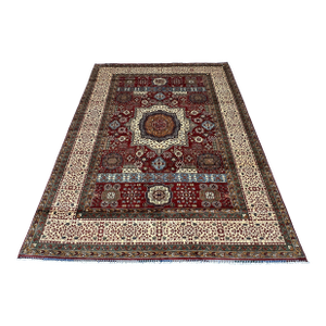 Hand-Knotted Afghan Meshhed Style Wool Area Rug - 9'0" X 12'2"
