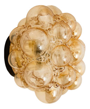 Amber Bubble Glass Pendant Light attributed to Helena Tynell for Glashütte Limburg, 1960s