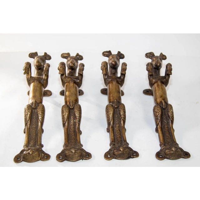 Tibetan Bronze Horse Door Pull Handle Jumping Male Animal Shape Door Pull. Set of four Flying Horse Door Pull Handle Door...