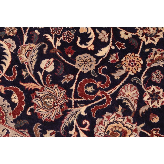 Shabby Chic Floral 1990's Pak-Persian Blue/Red Wool Rug - 6'2'' X 9'3'' For Sale In New York - Image 6 of 9