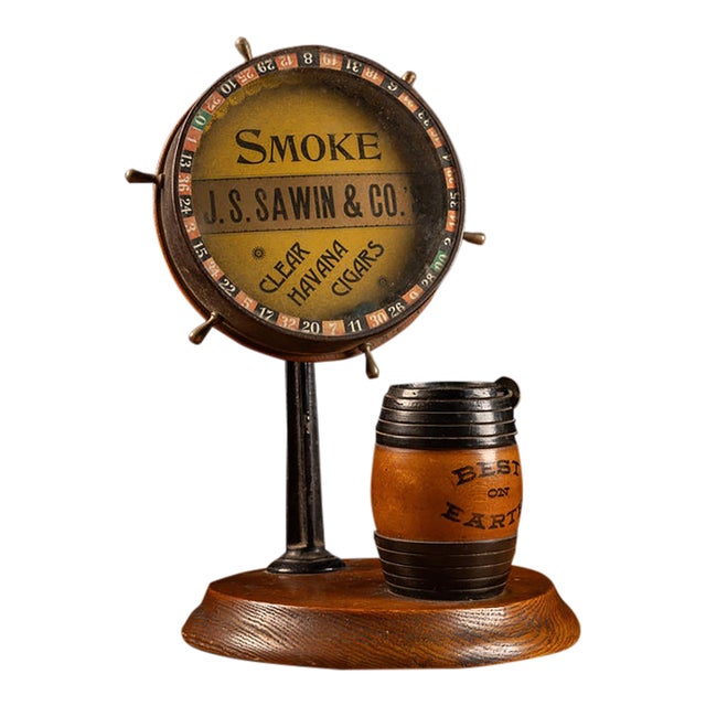 Early 20th Century j.s. Sawin & Co. Roulette-Wheel Cigar Cutter Display For Sale