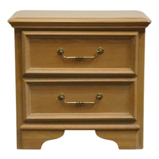 Late 20th Century Stanley Furniture Washed Oak Coastal Contemporary Style 25" Two Drawer Nightstand For Sale