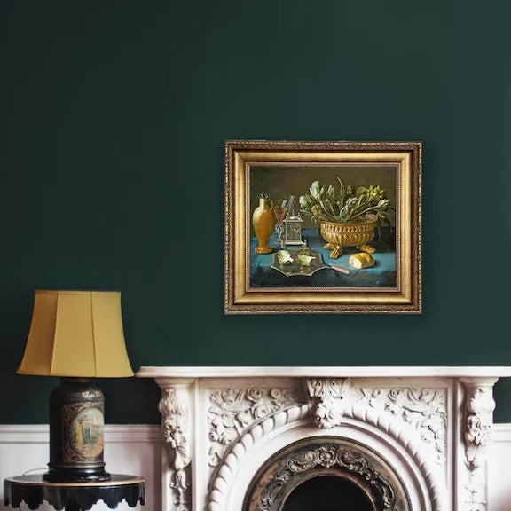 DESCRIPTION Accurately reproduced from the original work, this antiqued print reproduction of the Flemish still life,...