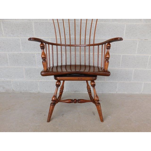 Custom Hand Made Pennsylvania Comb Back Swivel Windsor Armchair For Sale In Philadelphia - Image 6 of 18