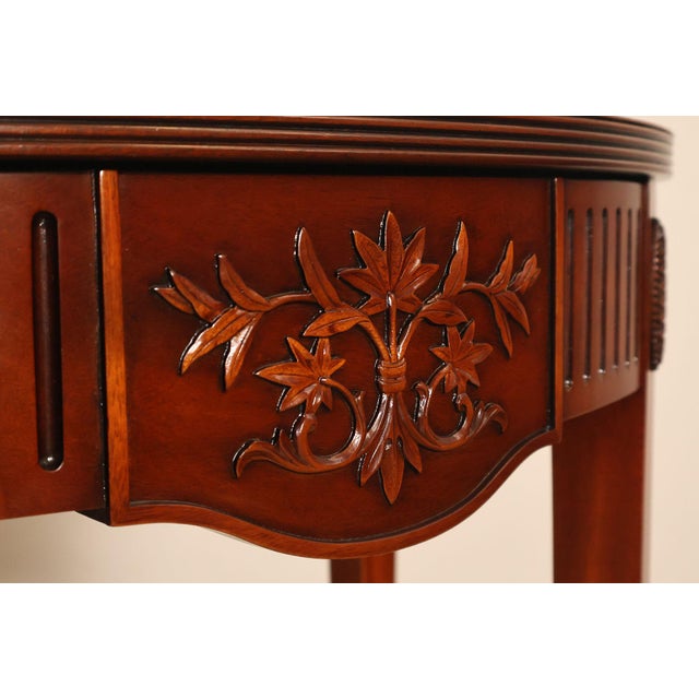 Custom Mahogany Inlaid Demilune Console Table For Sale - Image 11 of 18
