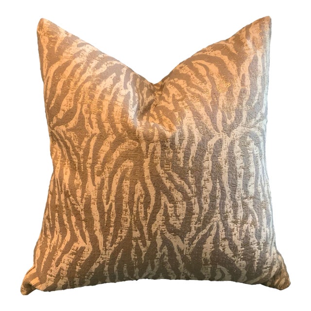 Woven Zebra Inspired Jacquard Animal Print Designer Accent Pillow – Down/Feather Filled - Ralph Lauren & Palm Beach Regency Decor - See Pics! For Sale