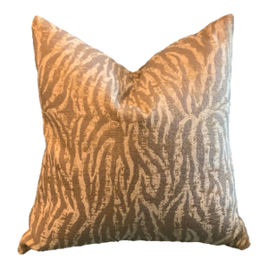 Woven Zebra Inspired Jacquard Animal Print Designer Accent Pillow – Down/Feather Filled - Ralph Lauren & Palm Beach Regency Decor - See Pics!