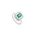 Art Deco VRJewels Emerald Cut Emerald & Baguette Diamond Halo Ring Size 5 in 14k White Gold For Sale - Image 3 of 14