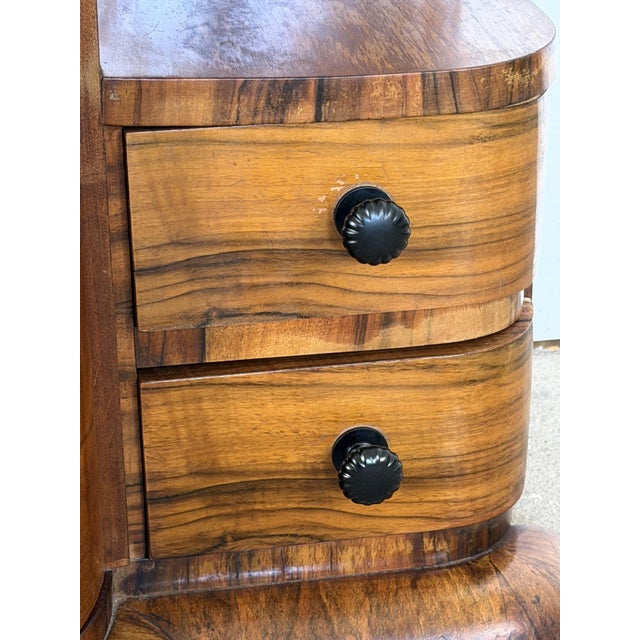 European Art Deco Walnut Bedside Tables, 1930s, Set of 2 For Sale - Image 4 of 10