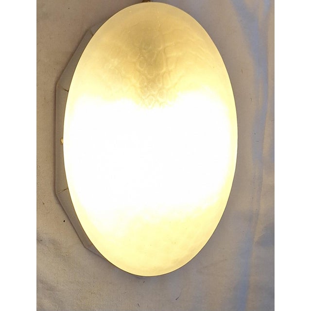 1930s German Art Deco White Porcelain Ceiling Lamp with Oval Matt Glass Shade from Brunnquell, 1930s For Sale - Image 5 of 11