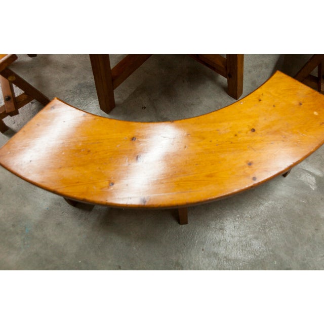 Round Pine Table and Circular Benches, 1960s, Set of 5 For Sale - Image 8 of 18