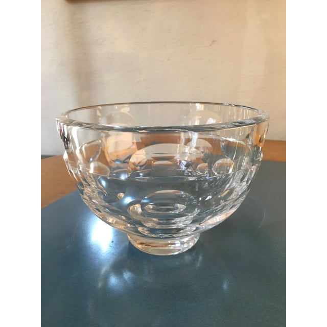 Nice Glass Bowl designed by Mona Morales Schildt for Orrefors. Beautiful circle and half circle etched design with ground...