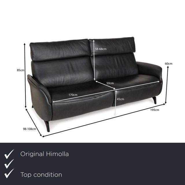 The Cumuly sofa by Himolla is upholstered in gray leather and stands on elegant black metal elements. The two-seater is...