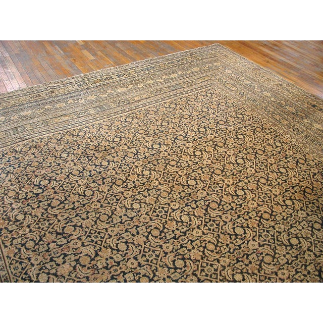 1890s Blue Navy Herati Tribal Antique n.e. Persian Khorassan Moud Rug 11'6" X 15'2" Handknotted Wool Carpet For Sale - Image 4 of 6