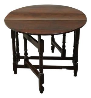 English 18th Century Oval Top Drop-Leaf Gateleg Table with Turned Legs