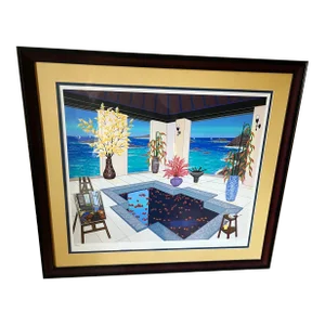 Vintage Postmodern Interior Scene Serigraph by Fanch (Francois Ledan)