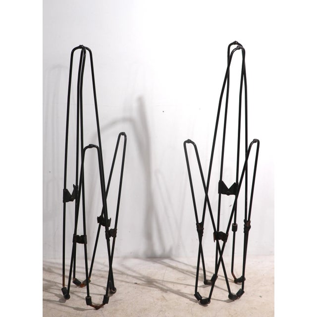 Chic set of two mid century vintage canvas sling butterfly chairs, on folding wrought iron frames. Iconic form from the...