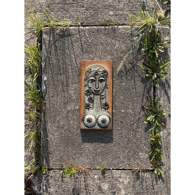 Ceramic Wall Tile Relief with Female Motif by Joseph Simon for Søholm, Denmark, 1970s For Sale - Image 6 of 18