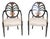 Late 20th Century Pair of Karges Hepplewhite Plum Arm Chairs Ebonized, Carved Hand Painted Leather Fabric For Sale