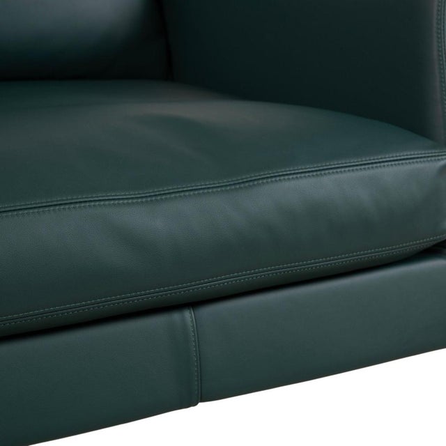 Green Set of Green Leather Boss Armchair and Ottoman with Manual Function from Flexform For Sale - Image 8 of 18