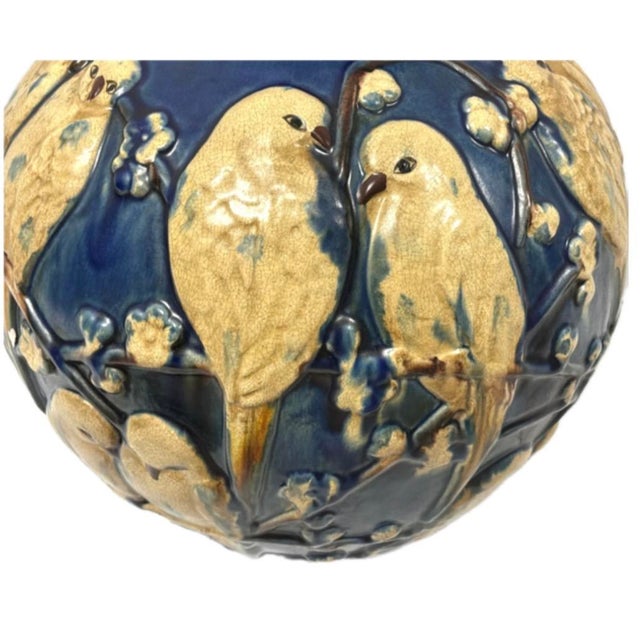 Early 20th Century "Love Birds" Ceramic Pottery Vase by Muncie Pottery For Sale - Image 5 of 12
