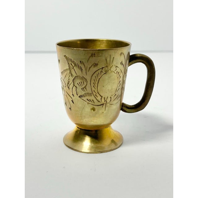 Vintage Indian-Made Arabian Moroccan-Style Solid Brass Coffee or Tea Set - 8 Piece For Sale - Image 11 of 12