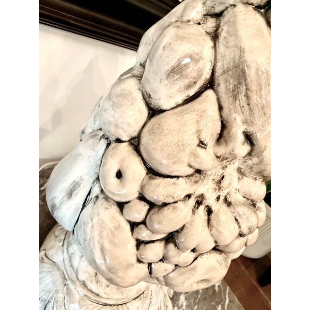 Monumental Vintage 1970’s Majolica Porcelain Fruit Topiary Lamp in the Manner of Casa Pupo, Antique Wash Over Blanc De Chine- A Pair For Sale - Image 9 of 12