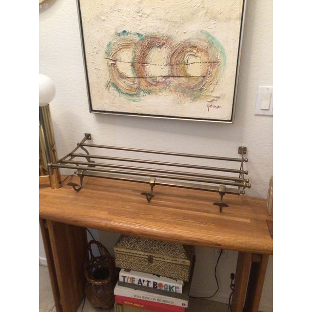 Restoration Hardware Restoration Hardware Brass Wall Mount Suitcase and Coat Rack For Sale - Image 4 of 12