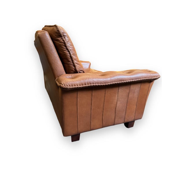 Mid-Century Danish 2-Seater Sofa in Tan Leather attributed to Madsen & Schubell For Sale - Image 6 of 11