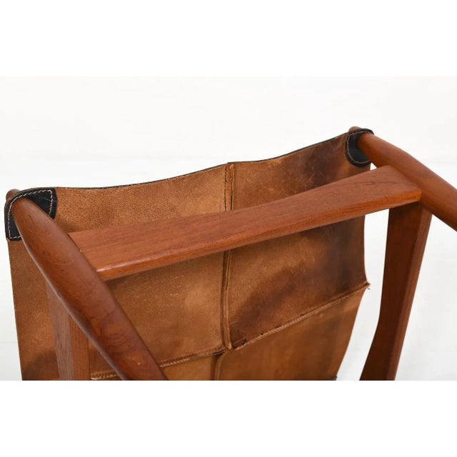 Animal Skin Mid-Century Teak & Leather Ottoman by Illum Wikkelsø, Denmark, 1960s For Sale - Image 7 of 10