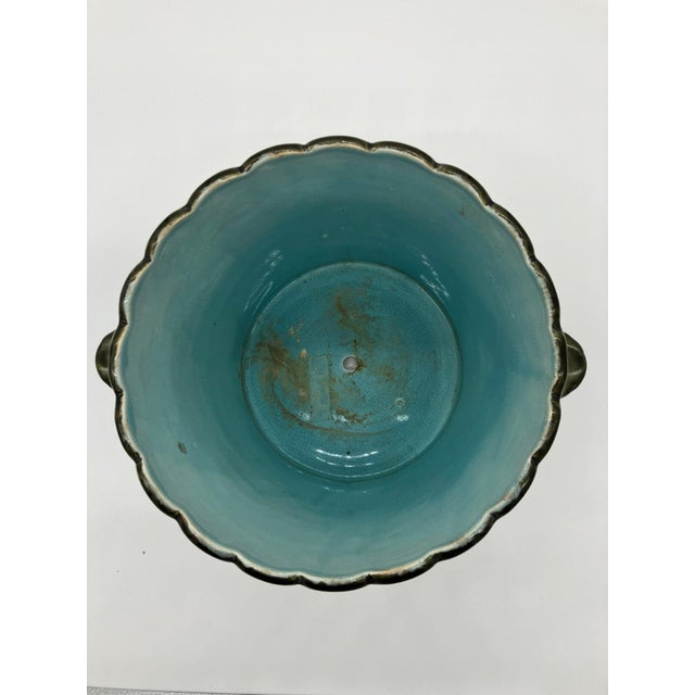 Early 20th Century Art Nouveau Vase Cache Pot Barbotine Ceramic Gustave De Bruyn Lille For Sale - Image 12 of 14