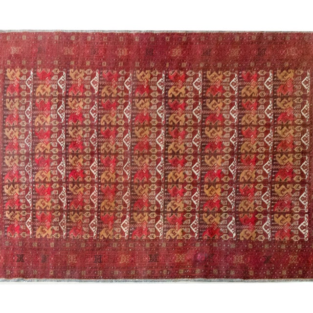 Burgundy Vintage Afghani Bashir Rug For Sale - Image 8 of 16
