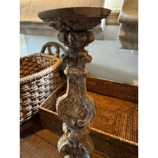 18th-Century Italian Wooden Altar Stick For Sale - Image 4 of 10