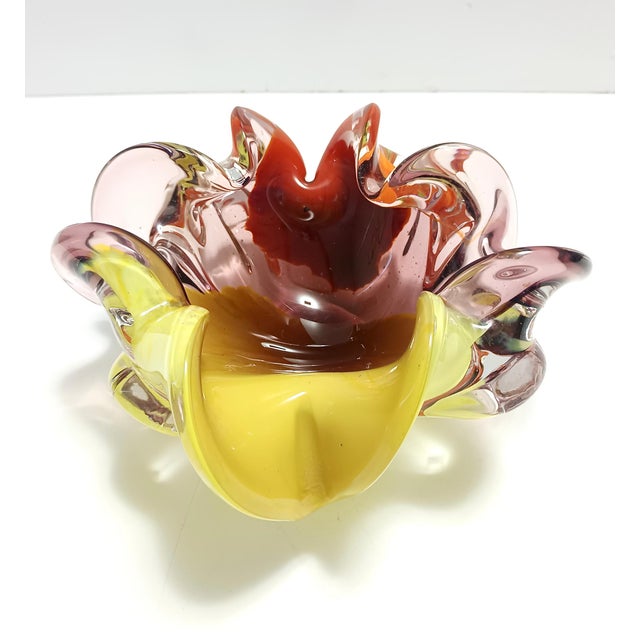 Red Large Polychrome Murano Glass Ashtray attributed to Toso, Italy, 1960s For Sale - Image 8 of 16