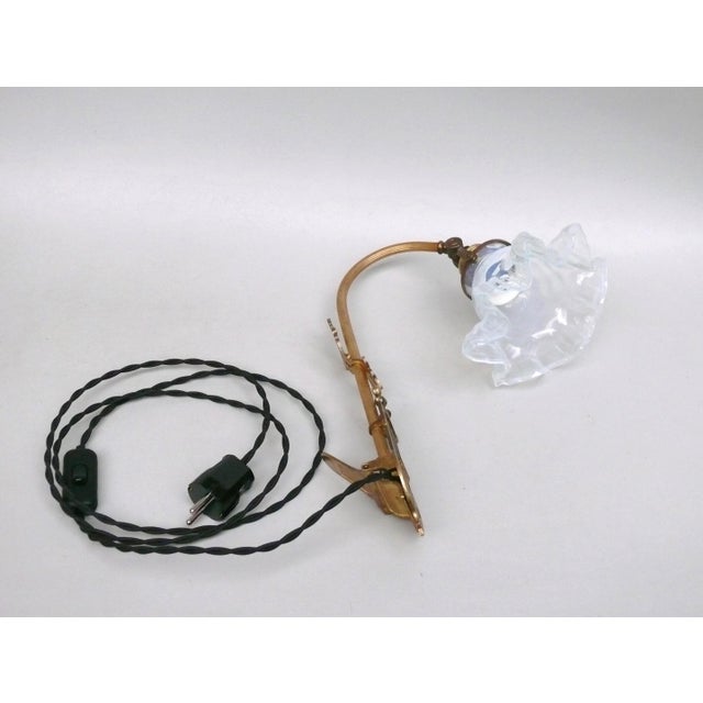 Gold Art Nouveau Grand Piano Clamp Lamp in Brass and Opal Glass, Germany, 1890s For Sale - Image 8 of 18