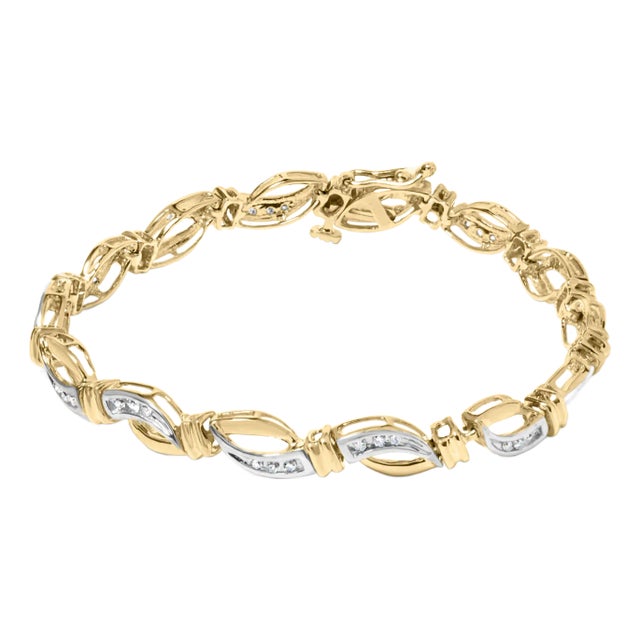 10K Yellow and White Gold 1/2 Cttw Channel Set Diamond Infinity Link 7" Tennis Bracelet (H-I Color, For Sale