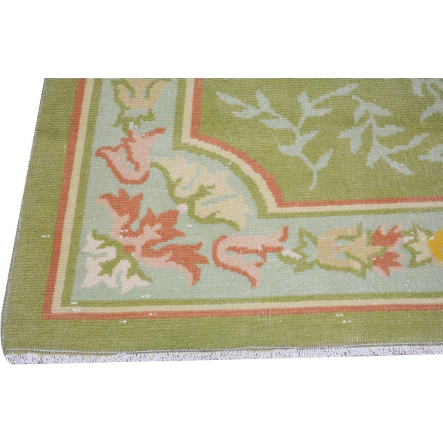 Vintage Chinese Art Deco Knotted Wool Rug, 4'10''x4'9'' For Sale - Image 4 of 5