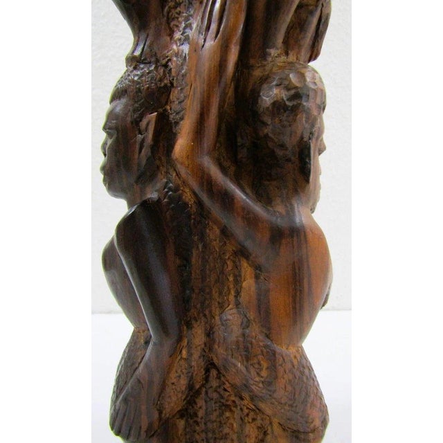Vintage Makonde Tree of Life Ujamaa Wood Carving Sculpture For Sale - Image 14 of 17