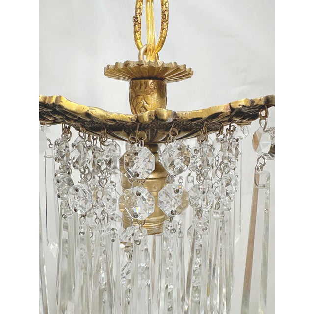 Vintage Italian Brass Upside Down Layered Cake Chandelier For Sale - Image 4 of 8