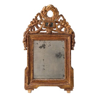 Late 18th Century Louis XVI French Giltwood Crested Mirror For Sale
