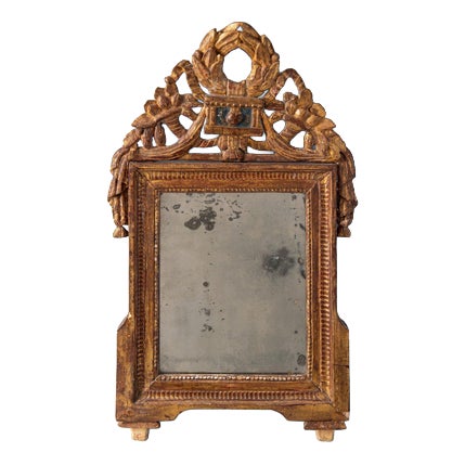 Late 18th Century Louis XVI French Giltwood Crested Mirror For Sale