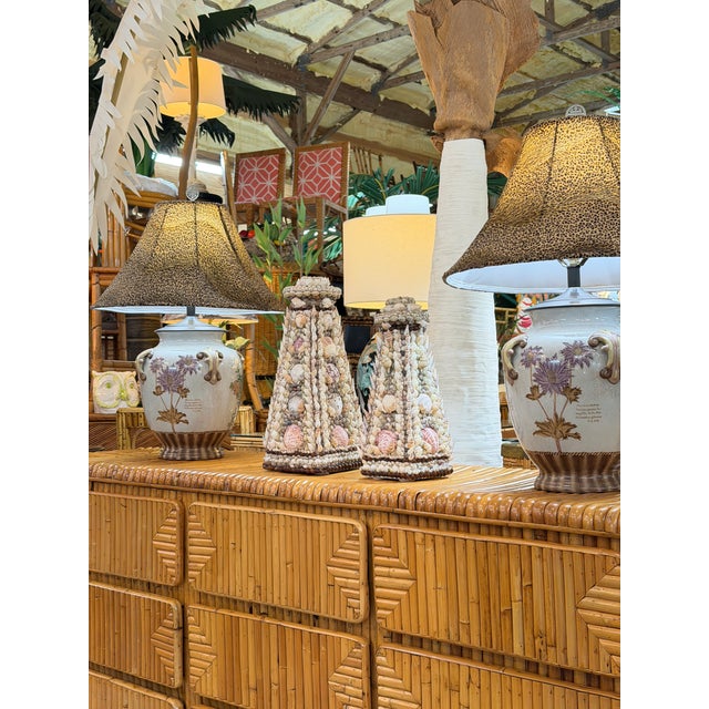 Vintage Handcrafted Coastal Seashell Encrusted Plaster Obelisk Candleholders, Pair For Sale - Image 12 of 12
