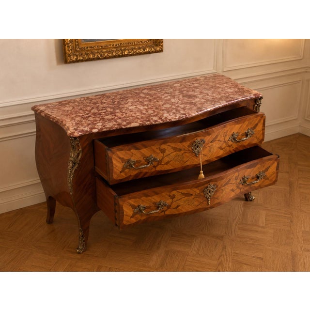 1900s French Louis XVI Fruitwood Marble Commode For Sale - Image 11 of 17