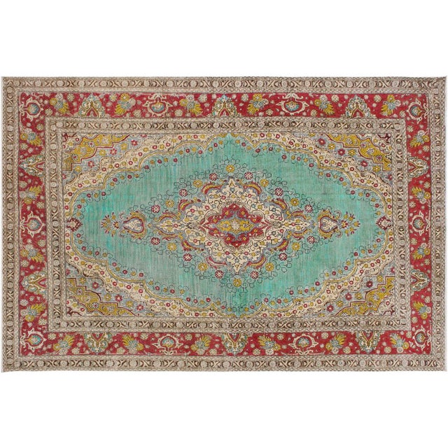 Shabby Chic1990's Vintage Blue/Red Wool Rug - 8'0'' X 11'10'' For Sale - Image 9 of 10