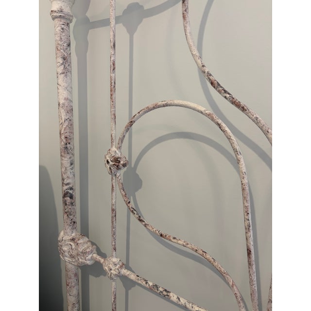 Pair of 1990s Custom Distressed White Iron Twin Beds by Corsican Furniture With Bird Finials For Sale In Kansas City - Image 6 of 15