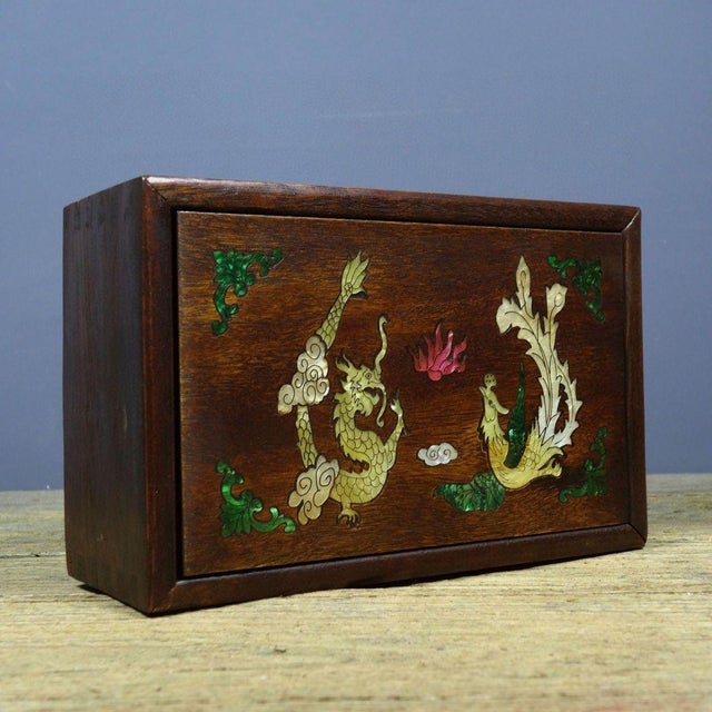 This is a beautiful vintage Chinese Huali (Rosewood) box, featuring a classic slide-lid design and impeccable traditional...
