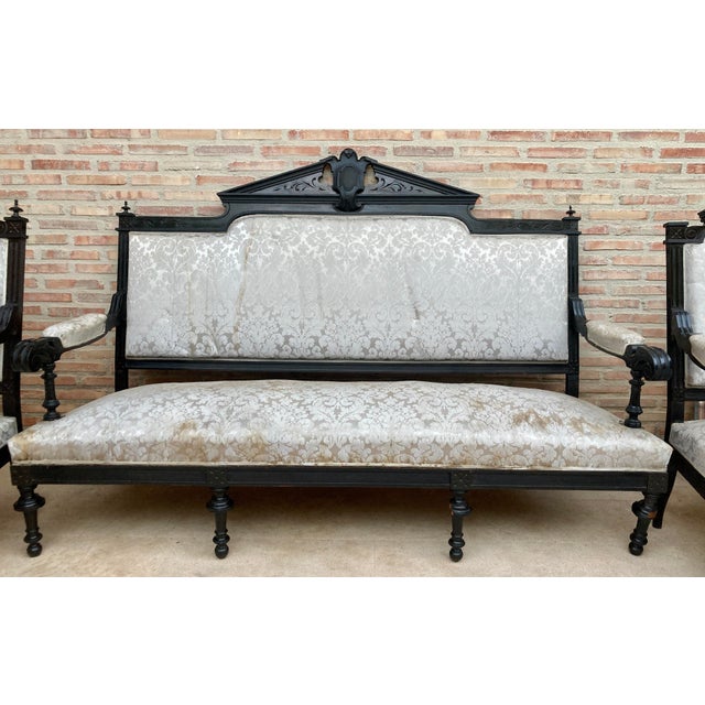 Alphonsine Living Room Set in Ebonized Wood, 1900s, Set of 3 For Sale - Image 18 of 18