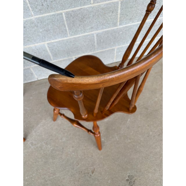 Ethan Allen Nutmeg Maple Windsor Brace Back Side Chairs - Set of 4 For Sale - Image 11 of 12