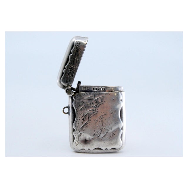 Silver Matchbox with Engraved Plant Motifs Surrounding Monogram Card For Sale - Image 6 of 11